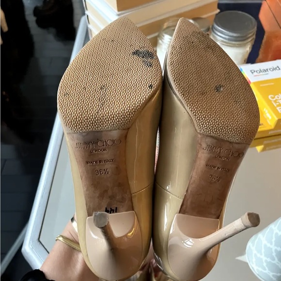 Jimmy Choo Abel Patent Leather Pointy Toe Pump Nude 36.5 - Picture 4 of 4